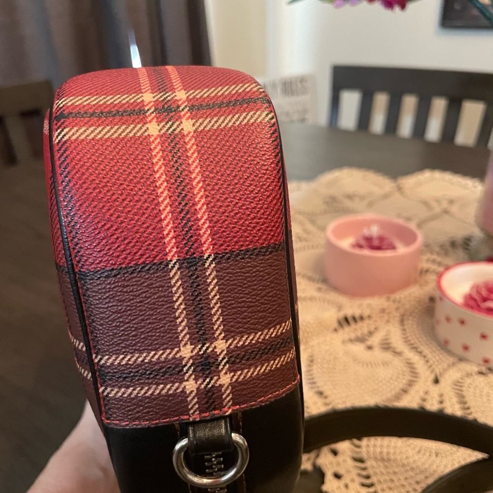 Coach NWT Jamie Camera Bag in Tartan Plaid Print Red/Black Mult - Picture 11 of 15